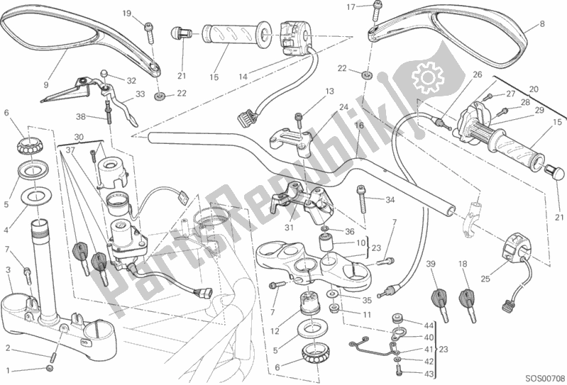 Todas as partes de Guidão do Ducati Monster 795 ABS 2013